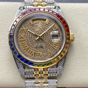 Luxe Handgemaakte Volledig Ijs Out Diamant Hiphop Horloges Met Automatisch Uurwerk Leer En Rubberen Band Materiaal Uit Horloges - Product Image 1