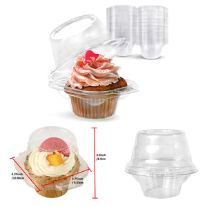 Cá nhân cupcake hộp dùng một lần rõ ràng bản lề nhựa PET duy nhất cupcake contain-đơn khoang - Product Image 1