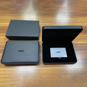 Boîte cadeau en cuir PU avec logo personnalisé, fermeture à rabat, doublure en velours - Product Image 4