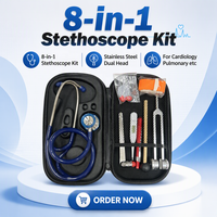 Kit d'examen clinique complet, stéthoscope manuel à double tête en acier inoxydable, ensemble médical portable, étui rigide en EVA, certifié CE