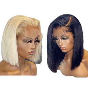 Perruque Bob Lace Front HD Transparente Pré-Pluckée en <span class=keywords><strong>Cheveux</strong></span> Humains Brésiliens Remy, Lisse Blonde, Sans Colle, Vente en Gros à Prix Abordable - Product Image 1