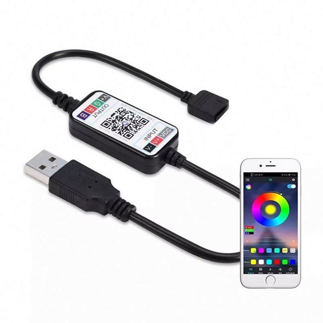 LED Strip Music Controller USB 4Pin Blue Tooth RGB 5V 24V Mic Mode 1600 Million Color Dimmer Mini RGB Strip Light Controller