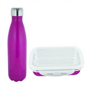 Boîte à lunch à couvercle étanche de qualité supérieure en acier inoxydable avec une bouteille d'eau dans un design classique élégant - Product Image 1