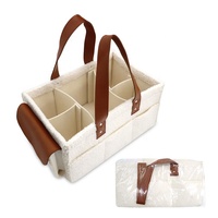 Faible quantité minimale de commande peut personnaliser LOGO Caddy à couches en velours Teddy blanc, sac de maman avec cloison détachable