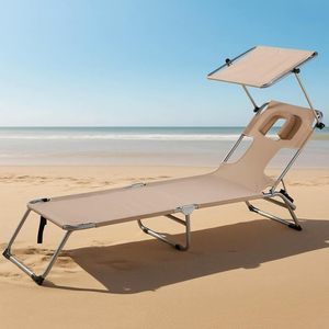Tumbonas Plegables Personalizadas de Fábrica con Toldo Ajustable, <span class=keywords><strong>Silla</strong></span> Reclinable Portátil de Alta Resistencia para <span class=keywords><strong>Playa</strong></span>, Patio y Exteriores - Product Image 6