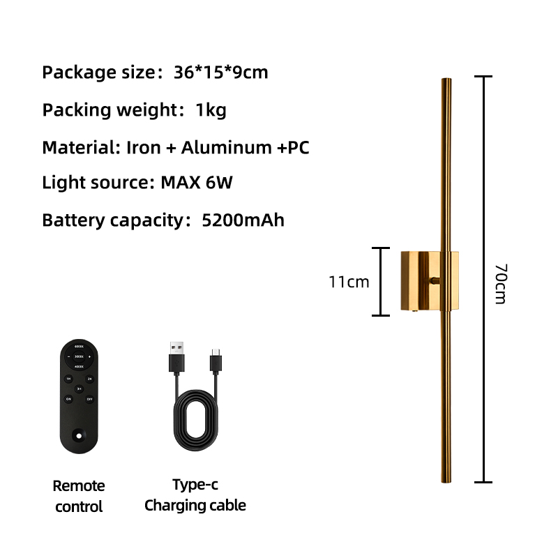 Gold 1pcs 70CM