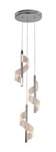 Modern Stainless Steel Chandelier With Acrylic Spiral Shade <b>LED</b> Ceiling <b>Light</b> Warm White 3500K For Living <b>Room</b> - Product Image 1
