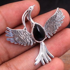 Pendentif en pierre de lune précieuse, bijou animal en argent sterling 925, style phénix oiseau, améthyste et larimar rouge grenat, cadeau de saint-valentin - Product Image 5