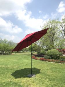 Ombrello da Patio pubblicitario con Logo personalizzato all'ingrosso rosso con luci solari - Product Image 4
