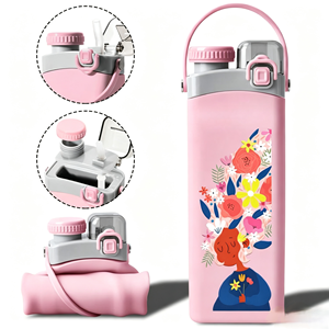 New and unique double-<b>cover</b> water-proof foldable high-<b>temperature</b> resistant food-grade silicone sports kettle water cup - Product Image 4