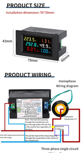 AC 100A 40-300V <span class=keywords><strong>D69</strong></span>-2058 Vôn kế Ampe kế hiện tại Hệ số công suất năng lượng điện tần số mét Bảng điều khiển kỹ thuật số wattmeter Volt Amp - Product Image 5