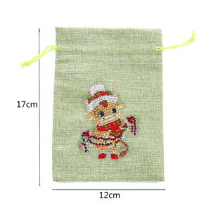 Kit <span class=keywords><strong>de</strong></span> broderie en diamant en mosaïque DIY LS, sac en <span class=keywords><strong>toile</strong></span> <span class=keywords><strong>de</strong></span> <span class=keywords><strong>jute</strong></span> à cordon <span class=keywords><strong>de</strong></span> serrage <span class=keywords><strong>de</strong></span> Noël, <span class=keywords><strong>peinture</strong></span> en diamant, sacs à bonbons, cadeau pour enfants - Product Image 3