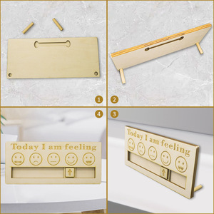 Customizable Emotion Checker Wooden Art Craft Personalized Laser Cut <b>Ornament</b> for Kids Educational Display and Classroom Decor - Product Image 3