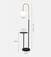 Abat-jour de boule de verre en bois marbré Table basse lampadaire chevet charge sans fil éclairage debout USB pour hôtel maison Villa