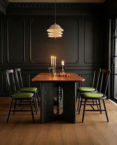 Nuevo Juego de Mesa de Comedor de Madera Maciza Estilo Francés Vintage con 4 Sillas Tapizadas en Verde para el Hogar, Cocina, Comedor - Product Image 6