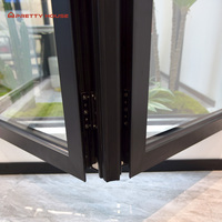 Portes coulissantes pliantes en aluminium à double coupure thermique Porte en verre trempé