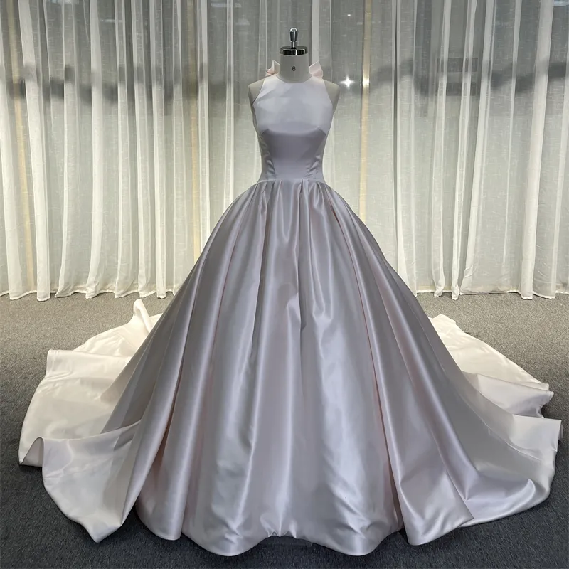 Baiyi fabrika son tasarım HT22151 açık pembe gelinlik ithalat kumaş robe mariage dökün les femmes zarif