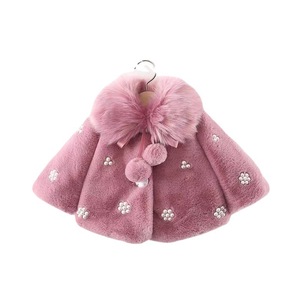 Cappotto Invernale per Bambine con Collo in <span class=keywords><strong>Pelliccia</strong></span> Sintetica, Decorazioni di Perle e Pompon, Stile Casual per Autunno e Inverno - Product Image 5