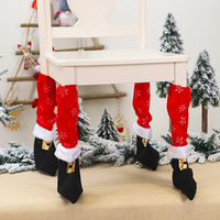 Housse de pied de table en fausse fourrure rouge flocon de neige pour chaise de bar de salle à manger, vente en gros, fournisseur de décorations de Noël en vrac
