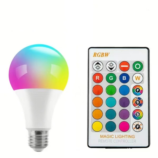 Hot Selling A80 15W Smart RGB LED Light Multi-Color Changing Dimmable Smart Bulbs E27 RGBW Remote Controller for Residential Use