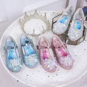 Kızlar sandalet yaz 2023 yeni toptan ilmek taklidi prenses rahat yüksek topuklu ayakkabı çocuk sandalet çocuk ayakkabı stok
