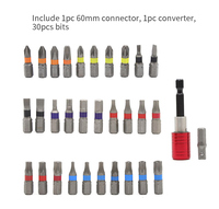 32 Pcs Mata Obeng Torx Phillips Hex Slotted 25 mm, Set Mata Obeng CRV Magnetik Warna-warni, Penggantian Cepat