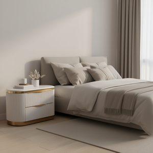 2 Drawer Nightstand Wood White Contemporary Bedroom Furniture Right <b>Side</b> - Product Image 2