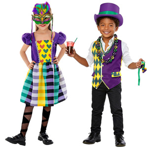 Costume de carnaval à carreaux pour enfants, robe pour spectacle sur scène, vêtements de fête de 8 à 13 ans - Product Image 1