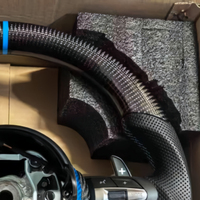 Volant en carbone véritable avec palettes de changement de vitesse et accent bleu pour BMW F20 F30 F31 F32 F36 F80 M3 F10 M5 F82 M4 F26 X1 F16 X6