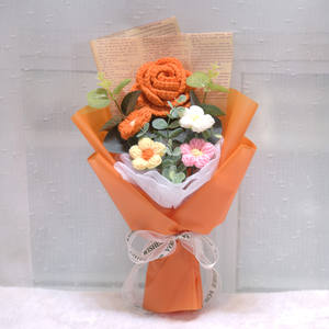 สินค้าใหม่ดอกไม้ถักมือลายดอกกุหลาบเทียม2023สำหรับเพื่อนผู้หญิงงาน DIY ตกแต่งงานแต่งงานปาร์ตี้ของขวัญนิรันดร์ - Product Image 4