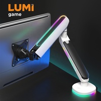 LDT54-C012L 17-32 inci 9kg Penyangga Monitor Gaming dengan Lampu RGB dan Per Mekanis, Dudukan Monitor Komputer Terbaik untuk Meja