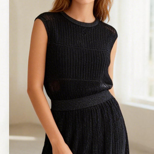 Kadın Kolsuz Örgü Takım |   Giyinme, Günlük Geziler ve Dinlenme için Uygun İki Parçalı Takım - Product Image 5