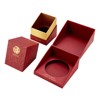 Boîtes d'emballage rigides personnalisées en papier couché réutilisable pour bougies de mariage avec revêtement UV, doublure en éponge, pelliculage mat et gaufrage
