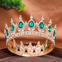 Couronne de mariée baroque européenne très vendue, diadèmes ronds en alliage de strass et goutte d'eau Design Sense, couronnes de fête d'anniversaire et de mariage