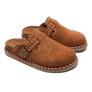 Imported cow suede handcrafted thick-soled shoes suitable for both men women fashionable soft-soled platform <b>slippers</b> round toe - Product Image 4