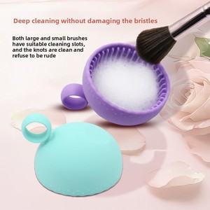 Tazón de silicona para limpieza de <span class=keywords><strong>brochas</strong></span> de maquillaje, herramienta de belleza portátil de mano, limpiador de <span class=keywords><strong>brochas</strong></span> de belleza, almohadilla de limpieza de cerdas - Product Image 3