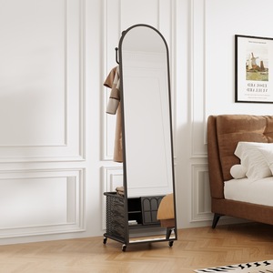 <span class=keywords><strong>Espejo</strong></span> Giratorio de Cuerpo Entero con <span class=keywords><strong>Perchero</strong></span>, Móvil, para Entrada y Dormitorio - Product Image 3