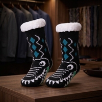 HapiLeap Chaussettes pour enfants à motifs animaux, noires, 8-12 ans, lot de 2, unisexe, longueur mi-mollet, avec revers, pour l'automne, Noël, anniversaire, imprimé moderne, en coton tricoté