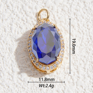 Copper Round Pendant With Gradient Zircon For Necklace Making Jewelry Finding - Product Image 2