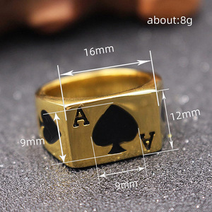 Anillo de As de Espadas Dorado, Joyería Hip Hop para Hombre, Chapado en Oro, Anillo de Uso Diario, Modelo T0133 - Product Image 5