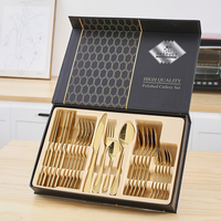 Haute qualité en acier inoxydable 24 pièces couteau fourchette et cuillère mariage couverts lave-vaisselle sécurité couverts avec boîte-cadeau