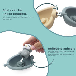 Nuovo arrivo morbido impilabile per bambini barca da doccia giocattolo animale in Silicone per bambini giocattoli da bagno - Product Image 5