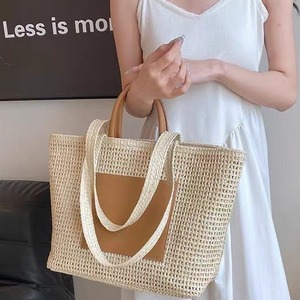 กระเป๋าถือชายหาดทรงสวย ขนาดใหญ่ จุของได้เยอะ มีหูหิ้วสองข้าง ทำด้วยมือจากวัสดุหวาย กระเป๋าสะพายไหล่สานสำหรับผู้หญิง - Product Image 3