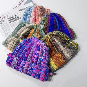 Gorro de Invierno Cálido <span class=keywords><strong>para</strong></span> <span class=keywords><strong>Mujer</strong></span>, <span class=keywords><strong>Tejido</strong></span> <span class=keywords><strong>a</strong></span> Mano con Hilo de Colores en Contraste, Estilo Tie-Dye, con Diseño de Arcoíris Coreano - Product Image 1