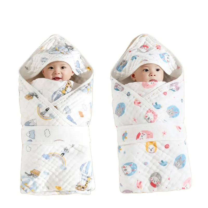 Enveloppe de gaze de coton tout coton enveloppement pour bébé nouveau-né fournitures pour bébé serviette de bain à capuche enveloppement pour nouveau-né