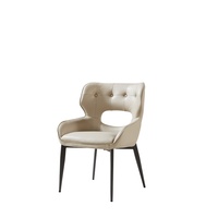 Chaises de salle à manger élégantes et rembourrées en cuir PU marron de luxe avec quincaillerie en acier inoxydable, design de créateur, pour hôtel