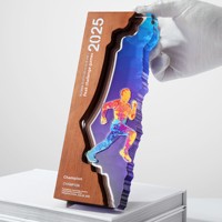 Nouveau trophée en bois massif fabriqué en Chine, médailles de championnat créatives en acrylique sur mesure, événements sportifs, compétitions de basket-ball et de football