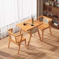 Moderne petit carré café thé ensemble en bois massif balcon Table à manger chaises en rotin loisirs cour négociation empilable stockage