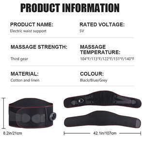 Cinturón de masaje de cintura con calefacción eléctrica, soporte lumbar de espalda con grafeno para el dolor de espalda - Product Image 5