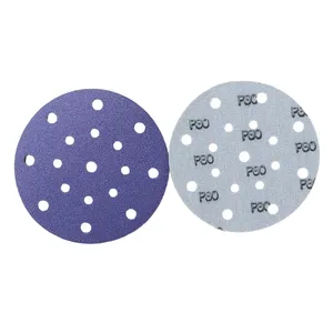 Gancho y bucle de papel de lija redondo de cerámica púrpura de 6 pulgadas, disco de papel de lija Orbital abrasivo de grano de 150Mm